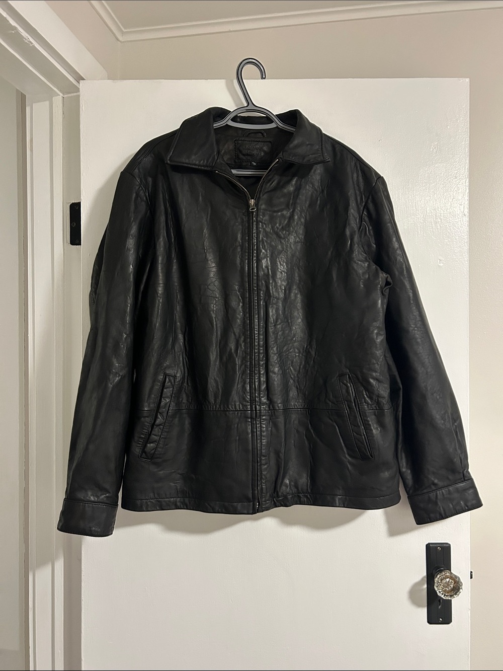Denver Hayes Men's Black Genuine Leather Zip-Front Jacket